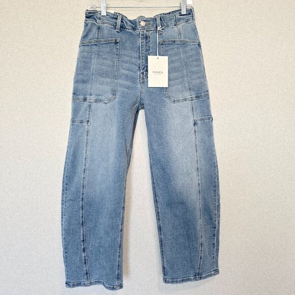 NWT Klique B By Vervet High Rise Barrel Jeans Light Wash Size 9 - Picture 1 of 8